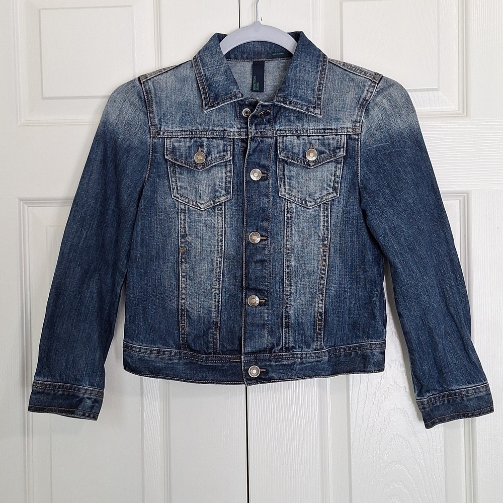 BENETTON JEANS Kids Snap Front Denim Jacket Size (M 7/8) - Picture 1 of 15